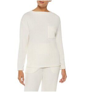 Three Dots Womens Bexley Chest Pocket Long Sleeves Top White Size XL NWT